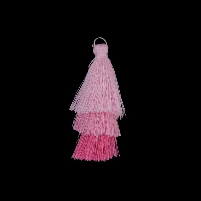 TEXTILE BEADS - TASSEL POLYESTER - THREE-LAYER - 7cm PINK (LIGHT)-PINK-PINK (DARK) 94 - 2pcs.