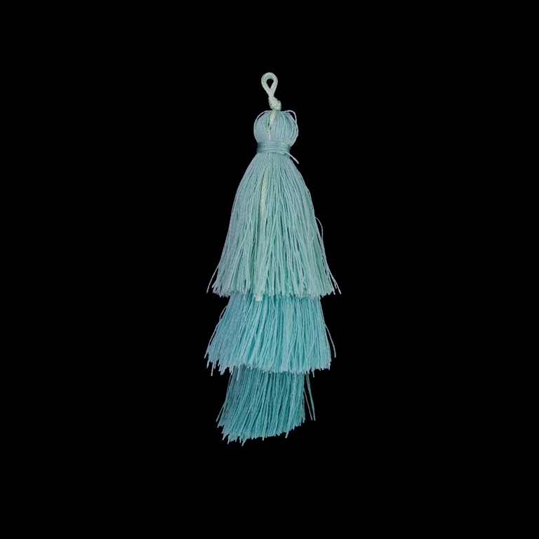 TEXTILE BEADS - TASSEL POLYESTER - THREE-LAYER - 7cm TURQUOISE (LIGHT)-TURQUOISE (LIGHT)-TURQUOISE (LIGHT) 81 - PACKAGE 20pcs.