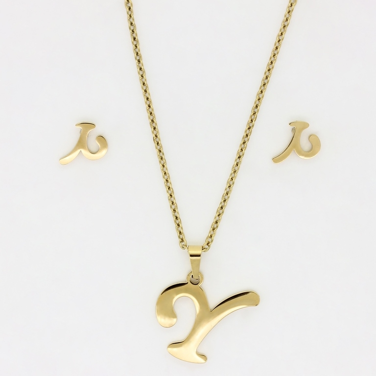 JEWELRY - SET - STAINLESS STEEL - LETTER У S40 - GOLD - PACKAGE (6 sets)