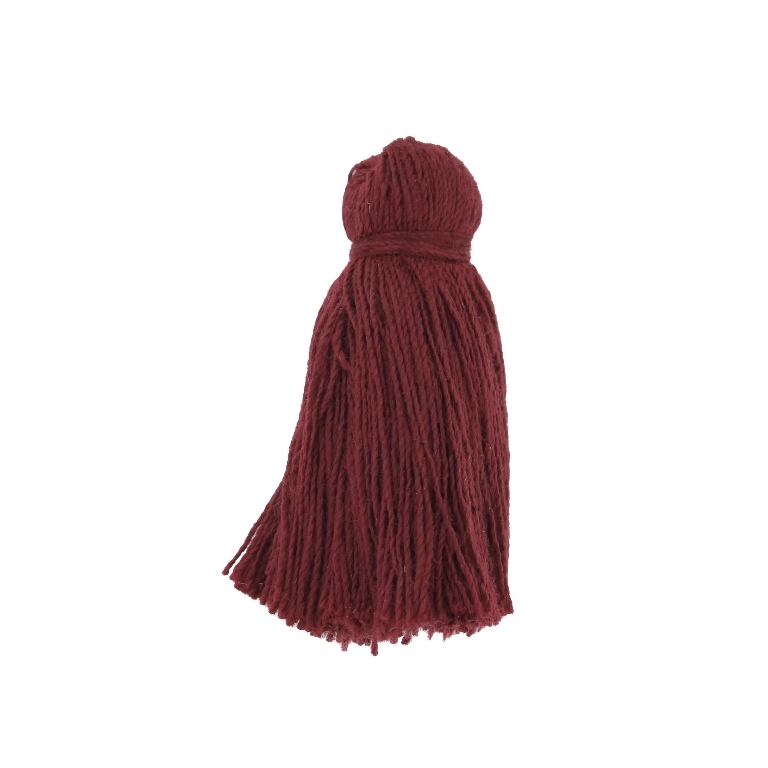 TEXTILE BEADS - TASSEL COTTON - 4.0cm BORDEAUX 147 - PACKAGE 50pcs.