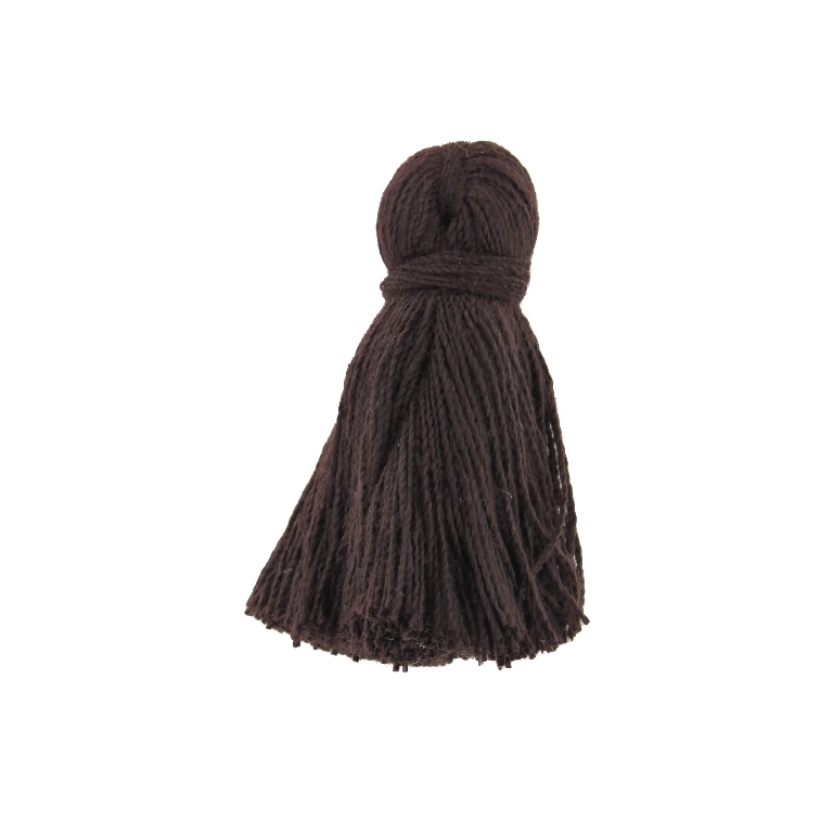 TEXTILE BEADS - TASSEL COTTON - 4.0cm BROWN (DARK) 123 - 5pcs.