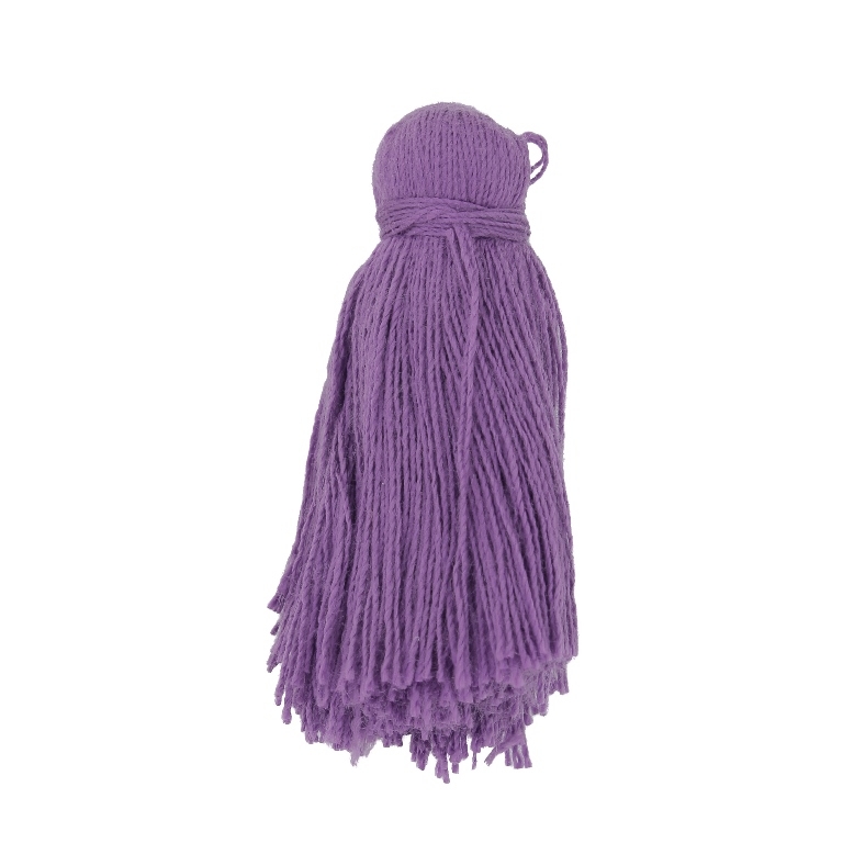 TEXTILE BEADS - TASSEL COTTON - 4.0cm PURPLE 124 - PACKAGE 50pcs.