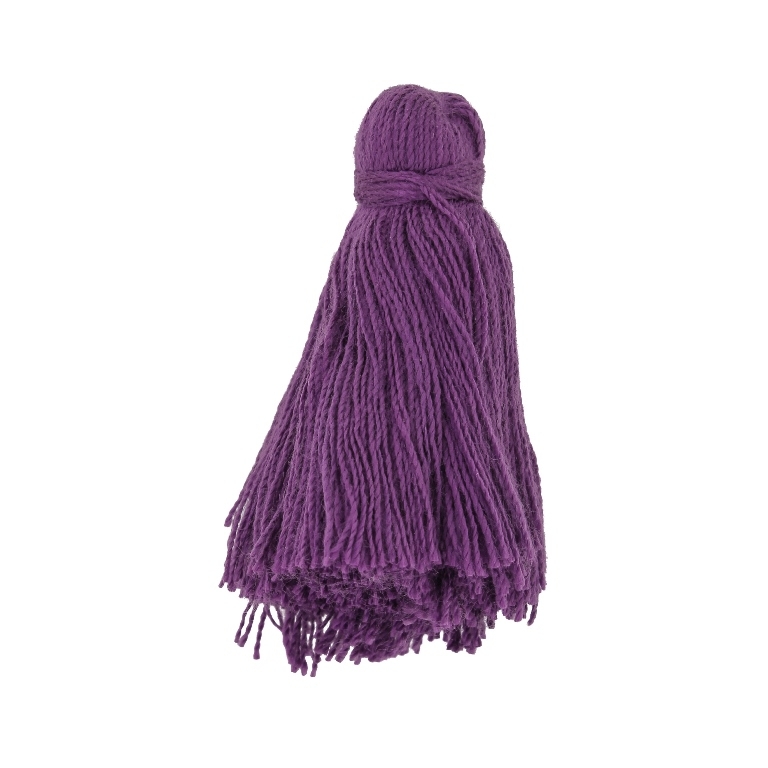 TEXTILE BEADS - TASSEL COTTON - 4.0cm PURPLE 125 - 5pcs.