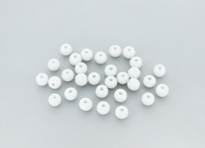 OPAQUE PLASTIC BEADS - BALL - 6mm WHITE С01 - PACKAGE 500g Hole-1.8mm (4490pcs.)