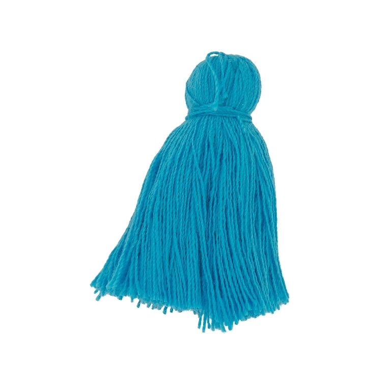 TEXTILE BEADS - TASSEL COTTON - 4.0cm BLUE 135 - PACKAGE 50pcs.