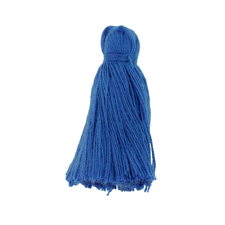 TEXTILE BEADS - TASSEL COTTON - 4.0cm BLUE 136 - PACKAGE 50pcs.