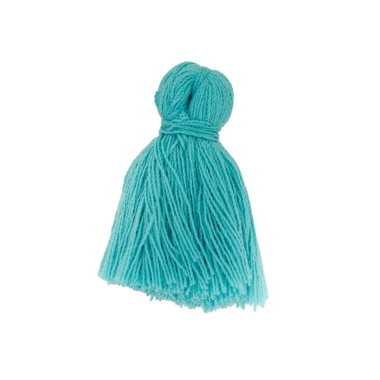 TEXTILE BEADS - TASSEL COTTON - 4.0cm TURQUOISE (LIGHT) 133 - PACKAGE 50pcs.