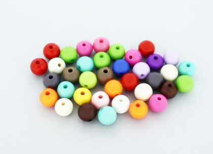 OPAQUE PLASTIC BEADS - BALL - 10mm MIX - PACKAGE 500g Hole-2.2mm (940pcs.)