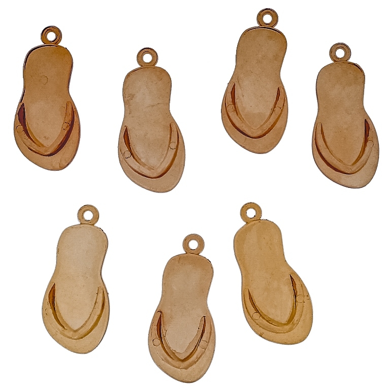 TRANSPARENT PLASTIC BEADS - PENDANT SLIPPER - 33x15x17mm BROWN (LIGHT) V62 - 50g Hole-2.0mm (35pcs.)