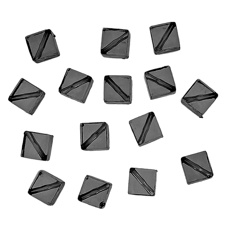 TRANSPARENT PLASTIC BEADS - CUBE DIAGONAL - 12x8x8mm GRAY (DARK) V71 - 50g Hole-1.5mm (84pcs.)