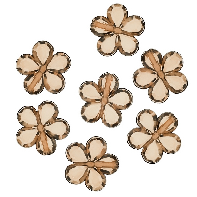 TRANSPARENT PLASTIC BEADS - FLOWER 03 FACETED - 20x5mm BROWN (LIGHT) V61 - 50g Hole-2.0mm (50pcs.)