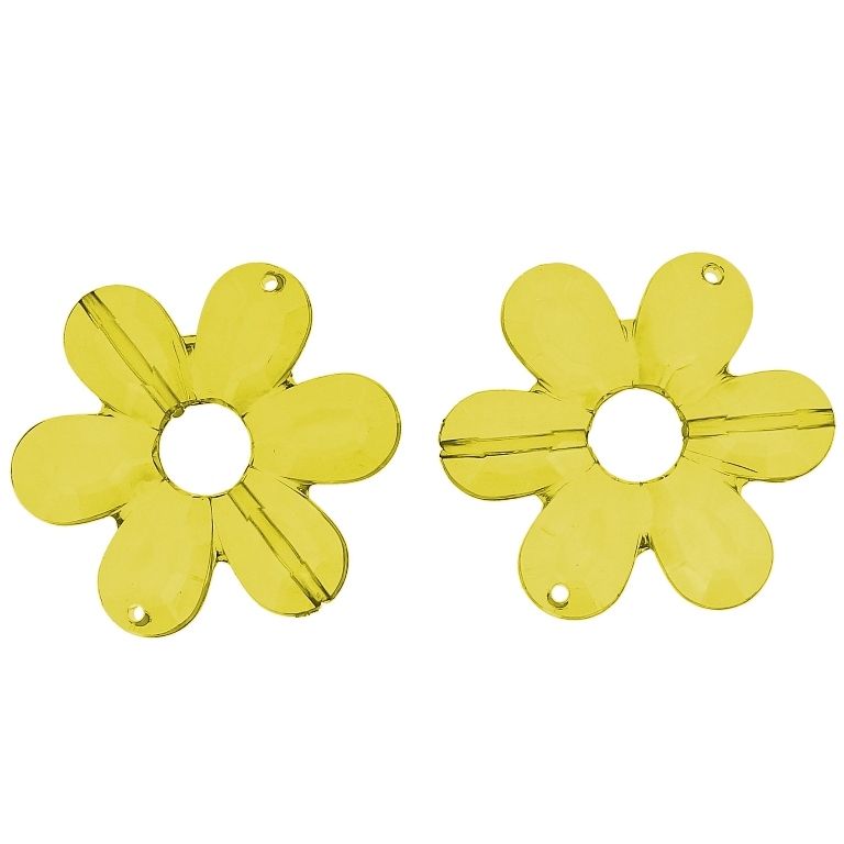 TRANSPARENT PLASTIC BEADS - FLOWER 04 FACETED - INNER HOLE 10.5mm - 45x6mm YELLOW V22 - 50g Hole-2.0mm (9pcs.)