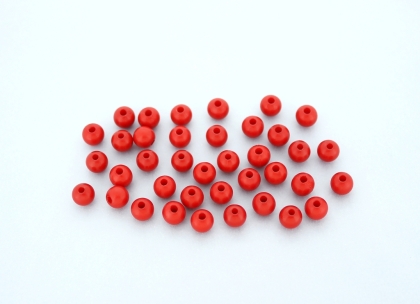 OPAQUE PLASTIC BEADS - BALL - 6mm RED С07 - PACKAGE 500g Hole-1.8mm (4321pcs.)