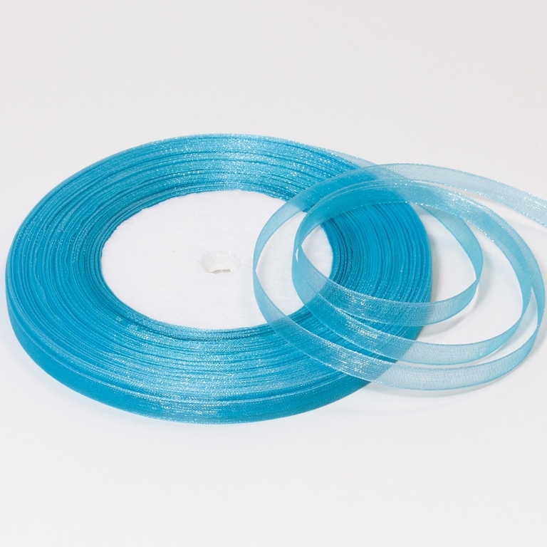 ORGANZA RIBBON 0.6cm - BLUE TURQUOISE 047СВ - PACKAGE 10x50yards(45m)