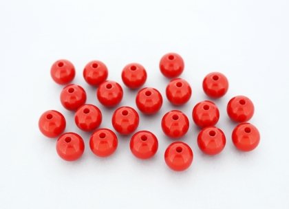 OPAQUE PLASTIC BEADS - BALL - 10mm RED С07 - PACKAGE 500g Hole-2.2mm (928pcs.)