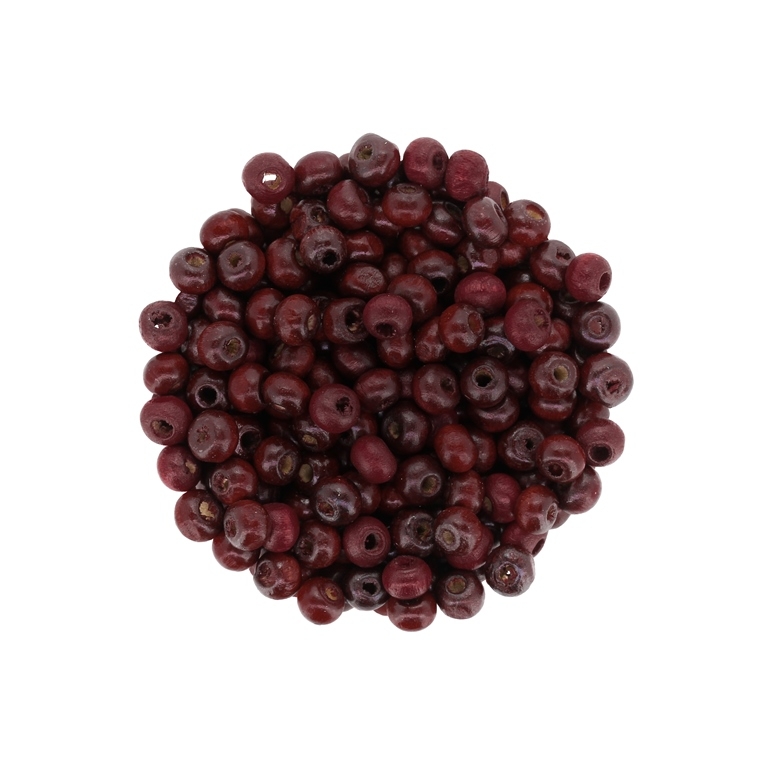 WOODEN BEADS - BALL SHAPED - 4x6mm BORDEAUX - 50g Hole-2.0mm (1400pcs.)