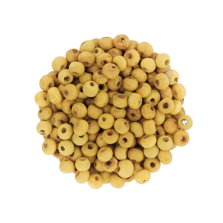 ДЪРВЕНИ МЪНИСТА - ТОПЧЕ - 5х7мм ЖЪЛТО (МАТ) А09 - ПАКЕТ 500 гр. (7000 бр.) Отвор-2.0мм