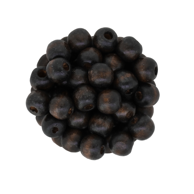 WOODEN BEADS - BALL SHAPED - 9x10mm BROWN (DARK) А35 - PACKAGE 500g (1900pcs.) Hole-4.0mm