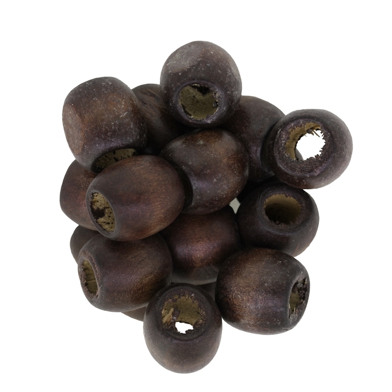 WOODEN BEADS - BALL SHAPED - 15x16mm BROWN (DARK) (MATTE) А19 - PACKAGE 500g (480pcs.) Hole-8.0mm