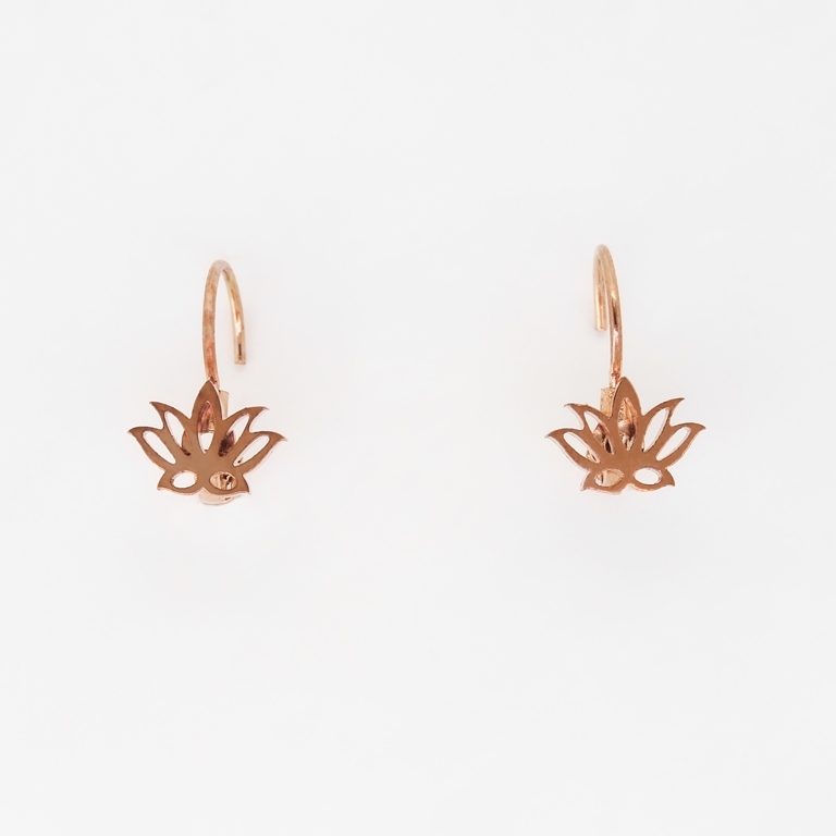 JEWELRY - EARRINGS - ENGLISH FASTENING - STAINLESS STEEL - LOTUS Е270 - 1.0x1.6cm ROSE GOLD - 1 pair