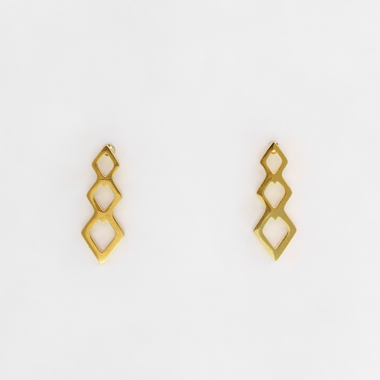 JEWELRY - EARRINGS - SCREW - STAINLESS STEEL - RHOMBUS Е272 - 0.6x1.8cm GOLD - 1 pair