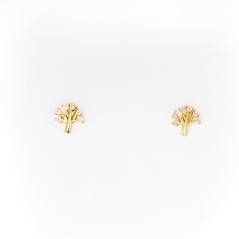 JEWELRY - EARRINGS - SCREW - ZIRCON - TREE Е309 - 1.1x1.1cm GOLD - PACKAGE 6 pairs