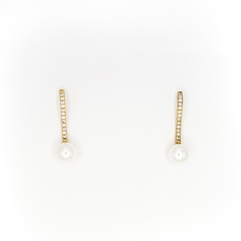 JEWELRY - EARRINGS - SCREW - ZIRCON - Е296 - 0.6x2.6cm GOLD - 1 pair