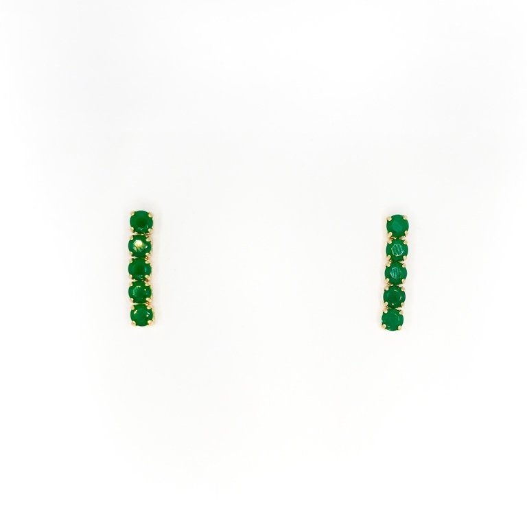 JEWELRY - EARRINGS - SCREW - ZIRCON - Е316 - 0.4x2.0cm GOLD AND GREEN  - 1 pair