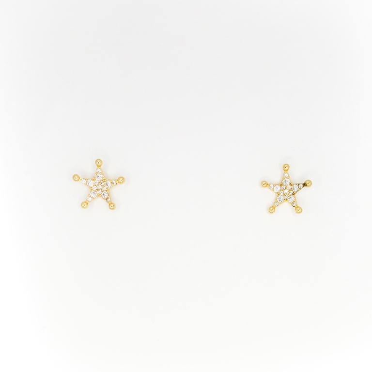 JEWELRY - EARRINGS - SCREW - ZIRCON - STAR Е311 - 1.2x1.2cm GOLD - 1 pair