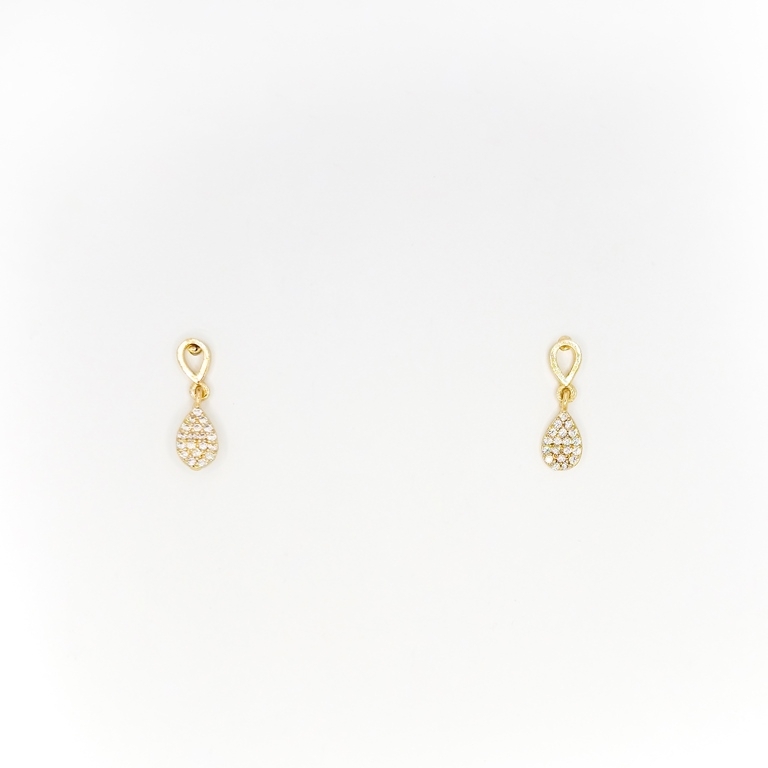 JEWELRY - EARRINGS - SCREW - ZIRCON - DROP Е307 - 0.5x1.6cm GOLD - 1 pair