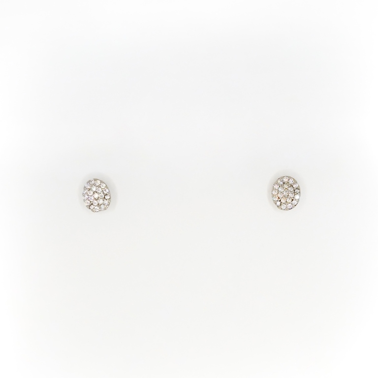 JEWELRY - EARRINGS - SCREW - ZIRCON - OVAL Е285 - 0.6x0.6cm NICKEL - 1 pair