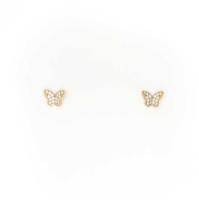 JEWELRY - EARRINGS - SCREW - ZIRCON - BUTTERFLY Е314 - 0.9x0.7cm GOLD - PACKAGE 6 pairs