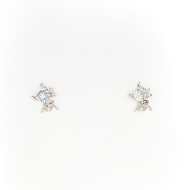 JEWELRY - EARRINGS - SCREW - ZIRCON - FAWN Е292 - 1.1x1.4cm NICKEL - 1 pair