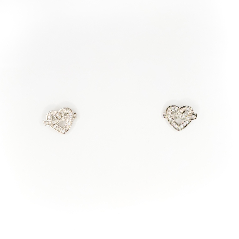 JEWELRY - EARRINGS - SCREW - ZIRCON - HEART Е280 - 0.8x0.5cm NICKEL - 1 pair