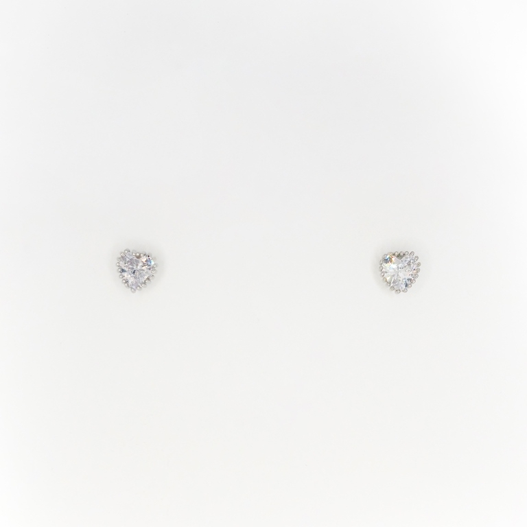 JEWELRY - EARRINGS - SCREW - ZIRCON - HEART Е289 - 0.6x0.7cm NICKEL - 1 pair