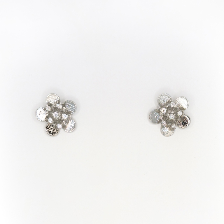 JEWELRY - EARRINGS - SCREW - ZIRCON - FLOWER Е304 - 1.7x1.7cm NICKEL - 1 pair