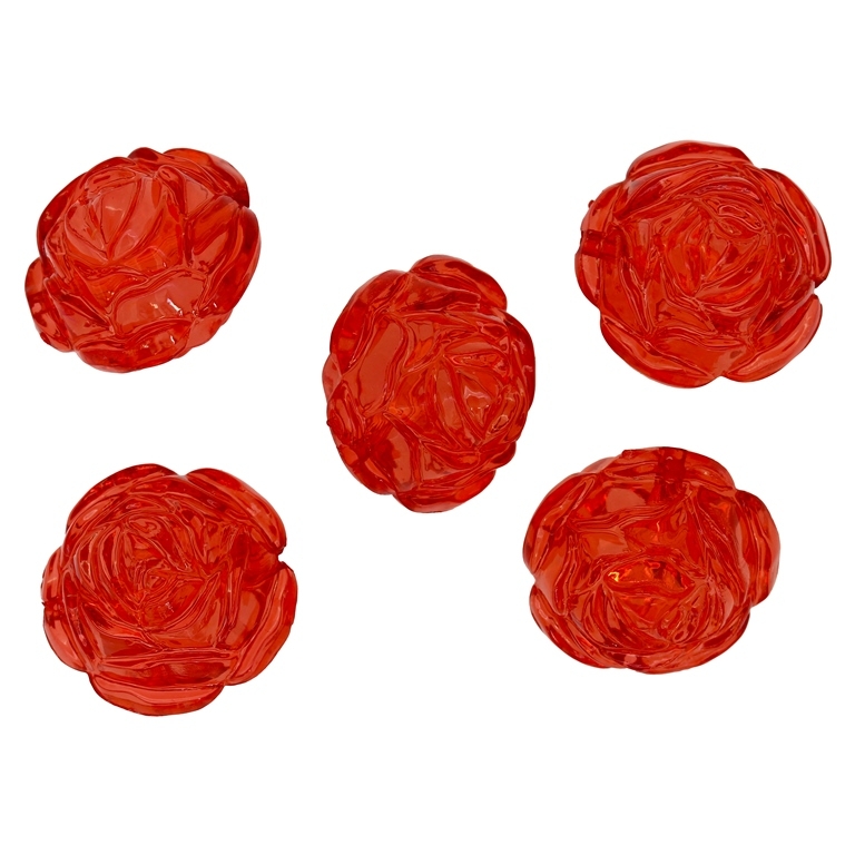 TRANSPARENT PLASTIC BEADS - BALL ROSE - 24mm RED V12 - PACKAGE 500g Hole-3.0mm (90pcs.)