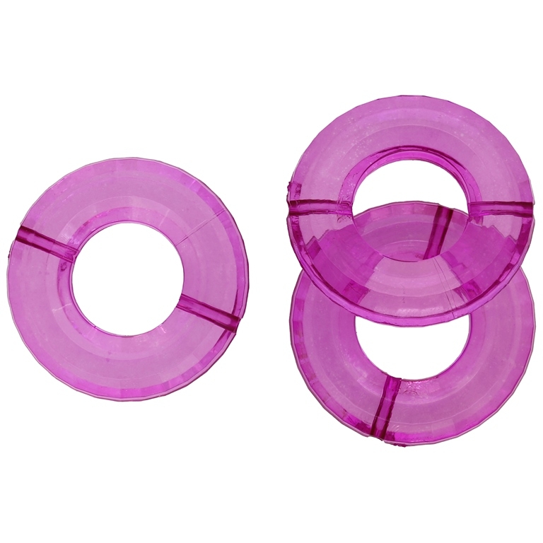 TRANSPARENT PLASTIC BEADS - RING FACETED 02 - INNER HOLE 16mm - 34x7mm CYCLAMEN V64 - PACKAGE 500g Hole-2.0mm (105pcs.)