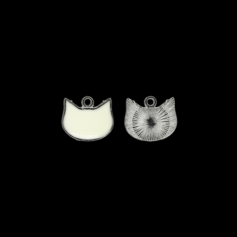 METAL BEADS WITH ENAMEL - PENDANT - CAT 07 - 14x17x2mm NICKEL AND ECRU - 5pcs. Hole-1.8mm