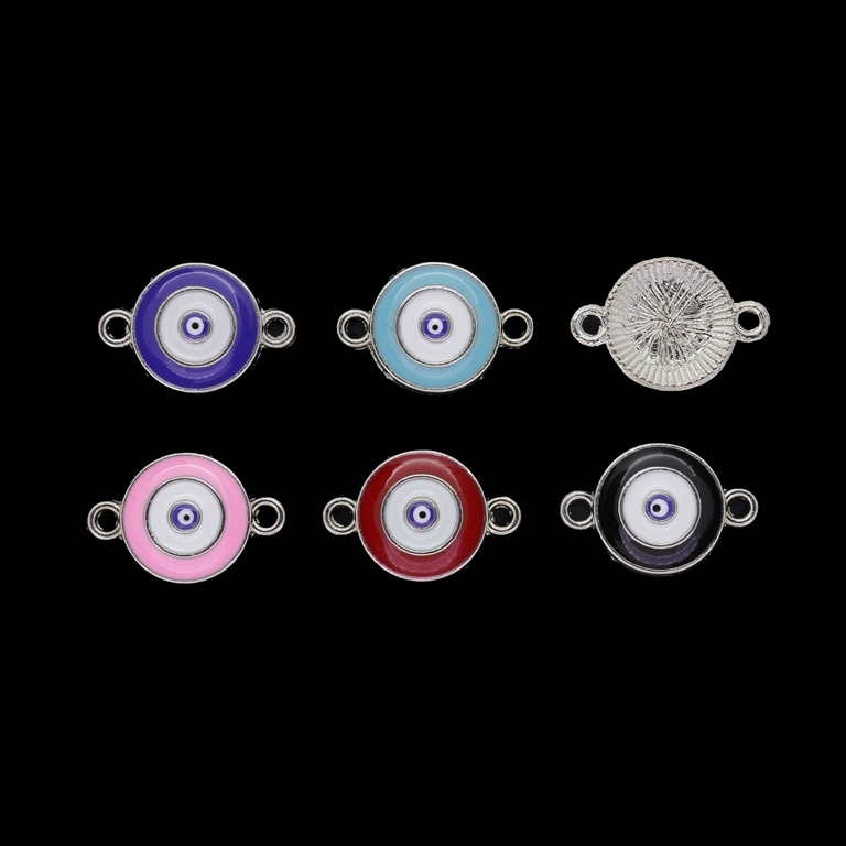 METAL BEADS WITH ENAMEL - CONNECTING ELEMENT WITH 2 RINGS - EYE 04 - 18x12x2mm NICKEL AND MIX - PACKAGE 40pcs. Hole-1.8mm