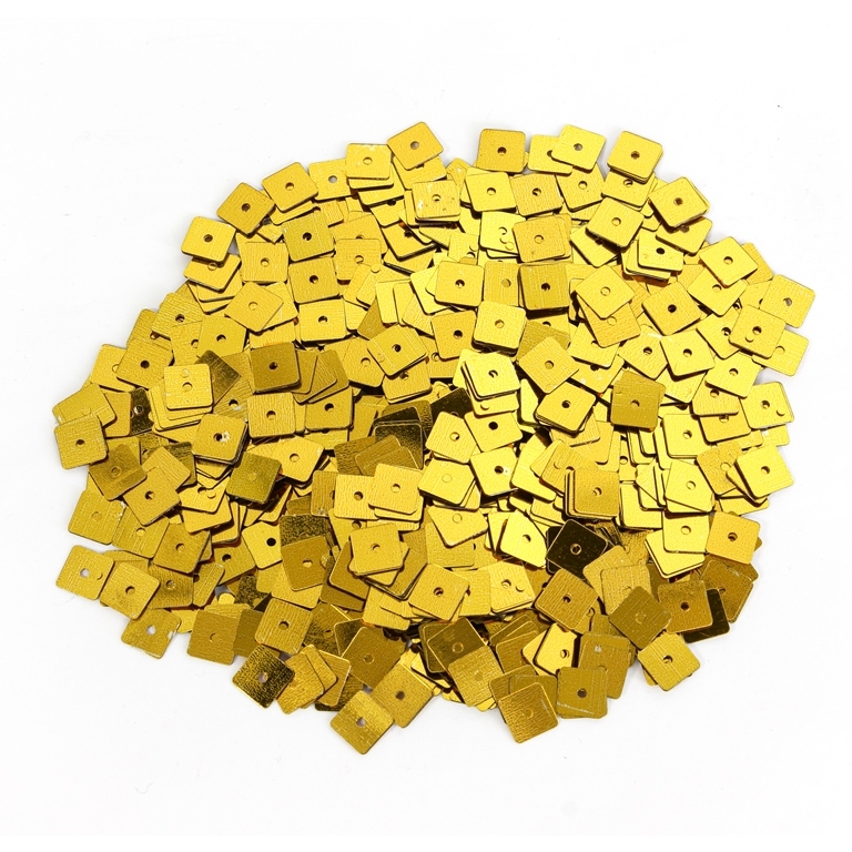 SEQUINS - SQUARE 01 FLAT - METALLIC - 7x7mm YELLOW 011 - PACKAGE 250g Hole-1.0mm