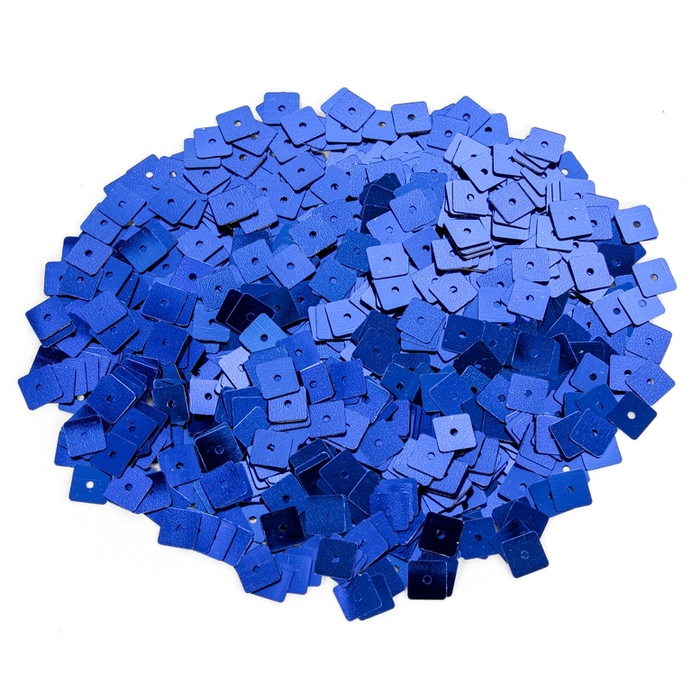 SEQUINS - SQUARE 01 FLAT - METALLIC - 7x7mm BLUE (DARK) 007 - PACKAGE 250g Hole-1.0mm