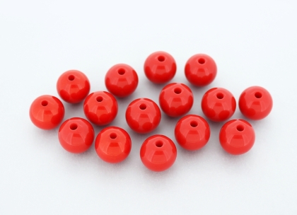 OPAQUE PLASTIC BEADS - BALL - 12mm RED С07 - PACKAGE 500g Hole-2.2mm (527pcs.)