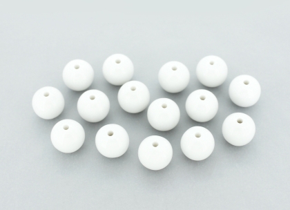 OPAQUE PLASTIC BEADS - BALL - 12mm WHITE С01 - PACKAGE 500g Hole-2.2mm (538pcs.)