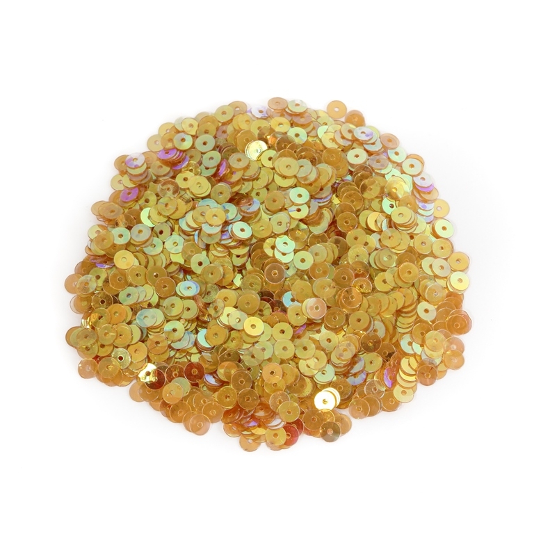 SEQUINS - CIRCLE 01 FLAT - TRANSPARENT АВ - 5mm ORANGE 030 - PACKAGE 250g Hole-1.0mm