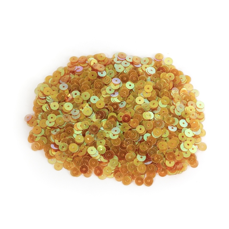 SEQUINS - CIRCLE 01 FLAT - TRANSPARENT АВ - 5mm ORANGE (DARK) 031 - PACKAGE 250g Hole-1.0mm