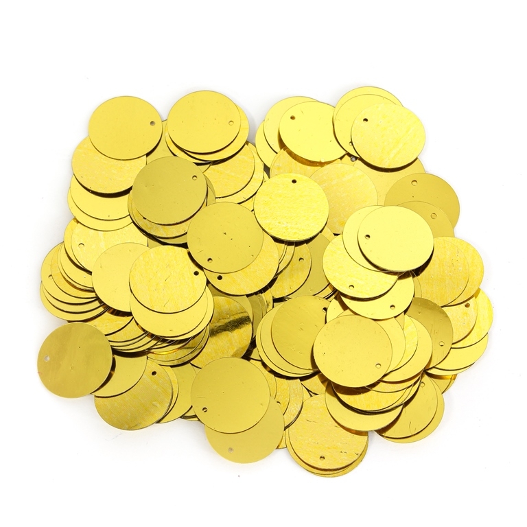 SEQUINS - CIRCLE 02 FLAT - METALLIC - 20mm YELLOW 011 - PACKAGE 250g Hole-1.0mm