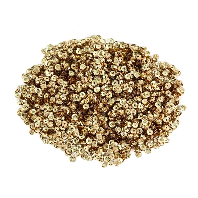 SEQUINS - CIRCLE 04 RELIEF - METALLIC - 4mm GOLD 058 - PACKAGE 250g Hole-1.0mm