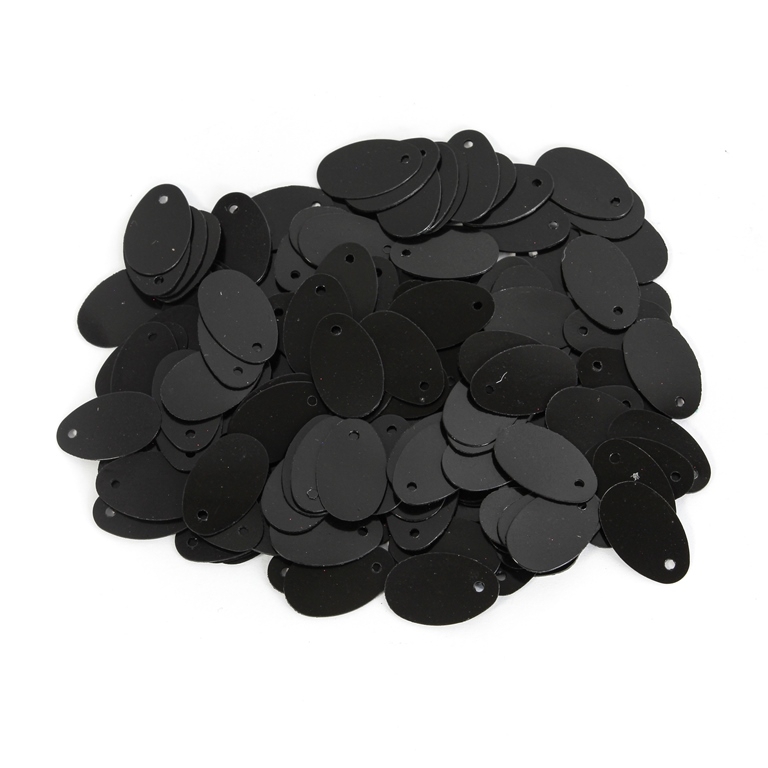 SEQUINS - OVAL 01 FLAT - OPAQUE - 12x20mm BLACK 025 - PACKAGE 250g Hole-1.0mm