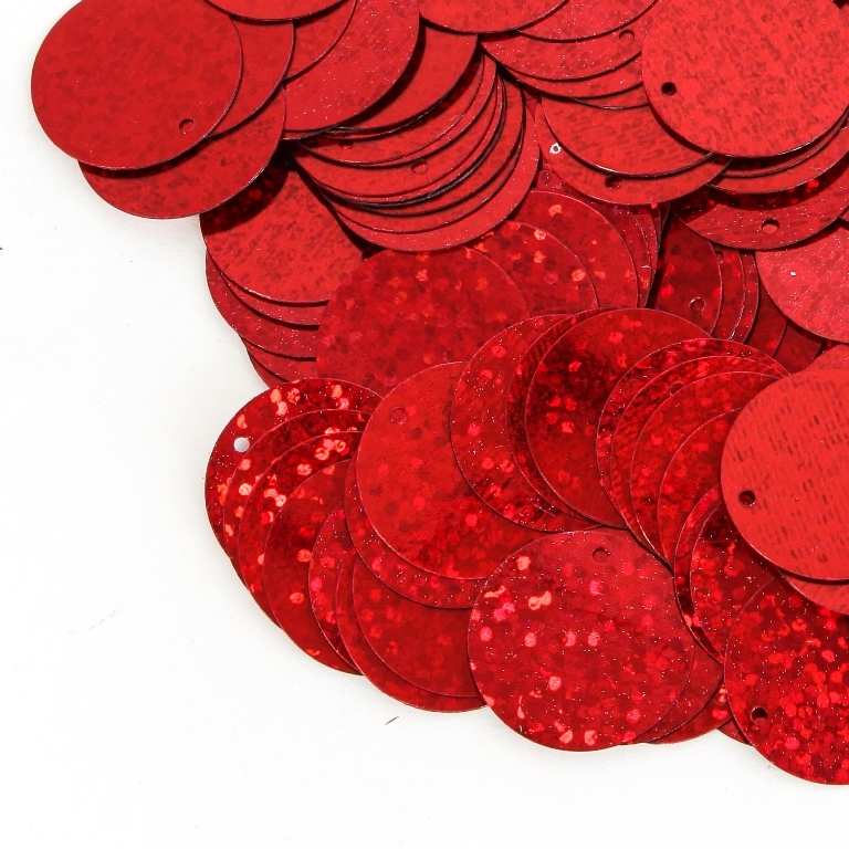 SEQUINS - CIRCLE 02 FLAT - HOLOGRAPHIC - 19mm RED 172 - 20g Hole-1.0mm